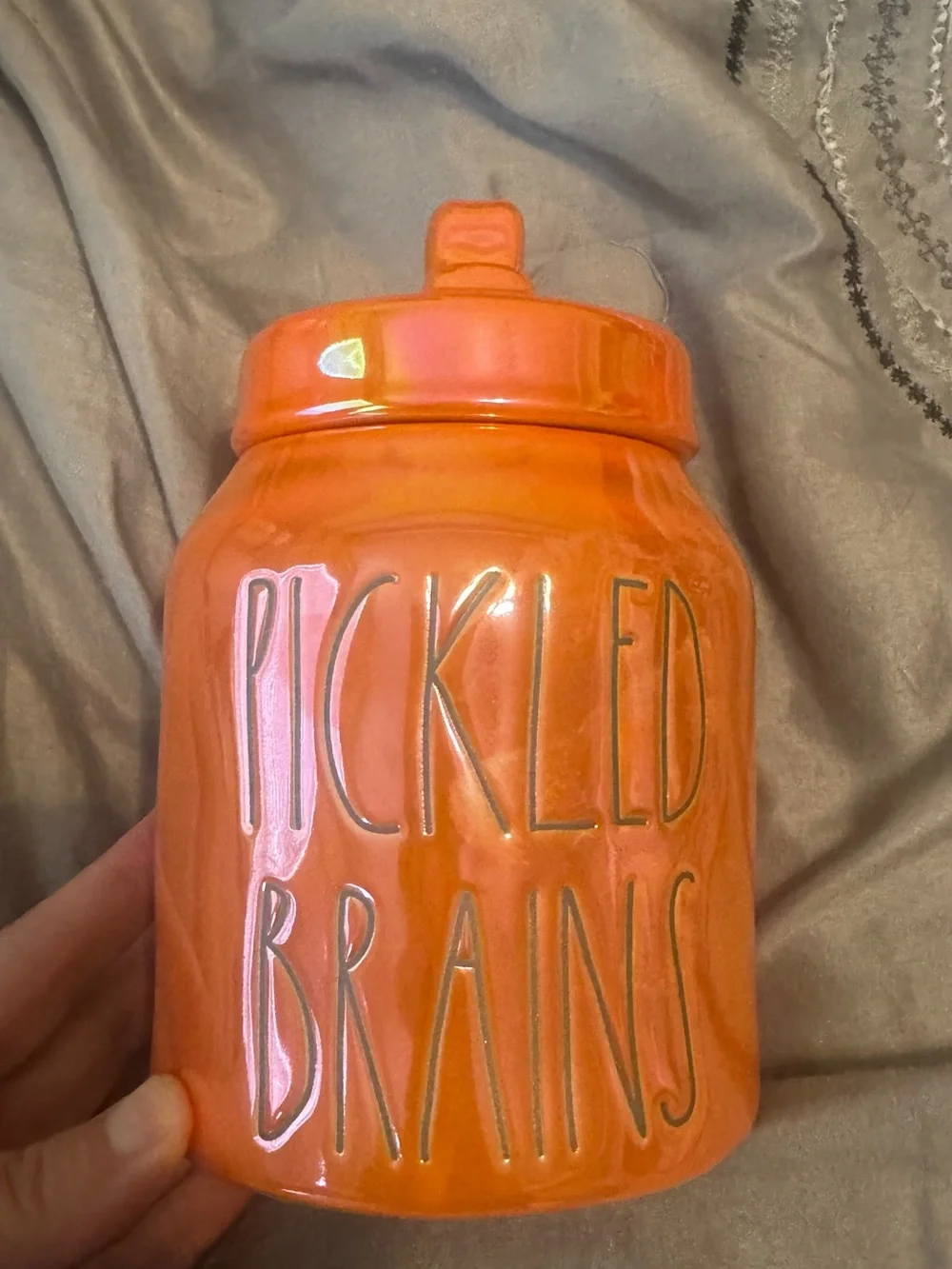 Rae Dunn Orange 'Pickled Brains' Ceramic Canister